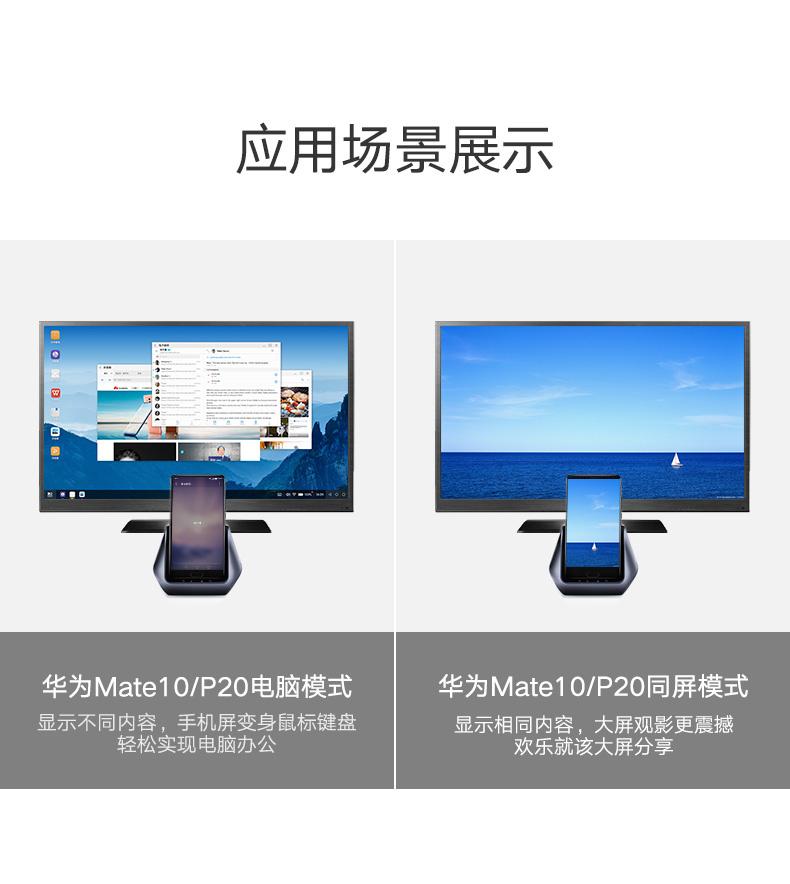 綠聯(lián)華為P20投屏助手，手機(jī)投屏Type-C擴(kuò)展塢
