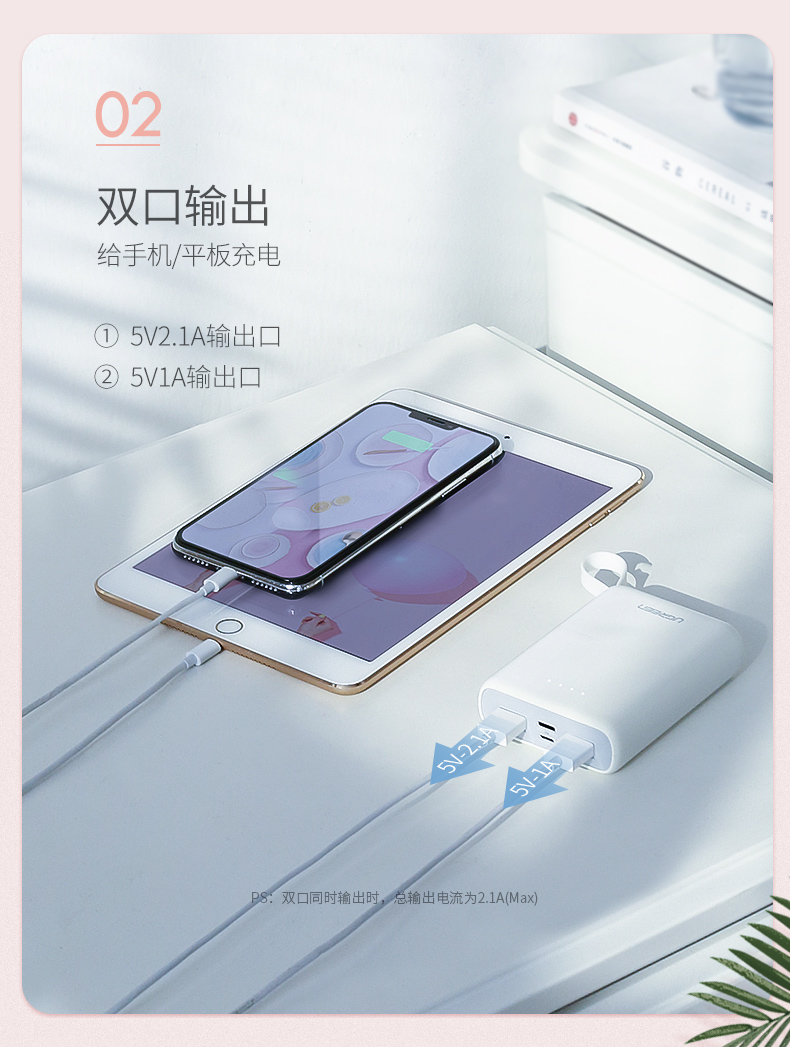 綠聯(lián)迷你充電寶,10000毫安女生便攜移動(dòng)電源
